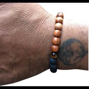 tiger eye,lava rock, sandle wood beads bracelet